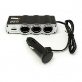 Разветвитель прикуривателя 3 гнезда+1 порт USB "VETTLER"