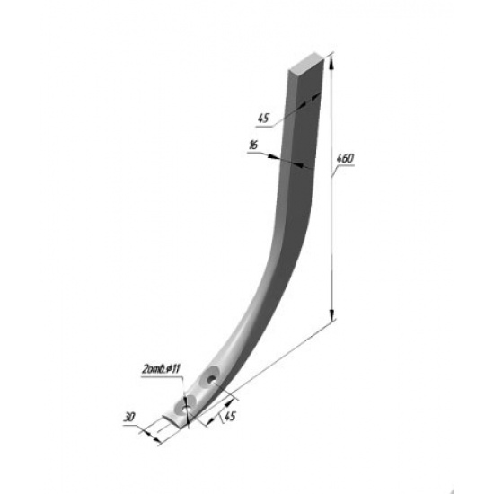 Стойка 11.2 культиваторная H=400мм (Полоса 16х45)(КРН, КПС)(Н.043.11.401-03) - 1