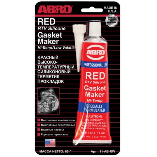 Герметик-прокладка красный высокотемпературный 85гр (ABRO) - 1
