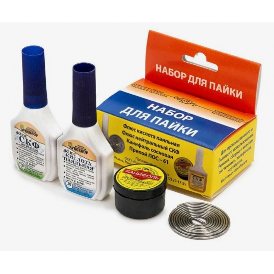 Набор паяльный (ПМ) 4 пр, флюс 2шт, канифоль, припой - 1