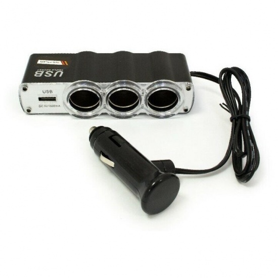 Разветвитель прикуривателя 3 гнезда+1 порт USB "VETTLER" - 1