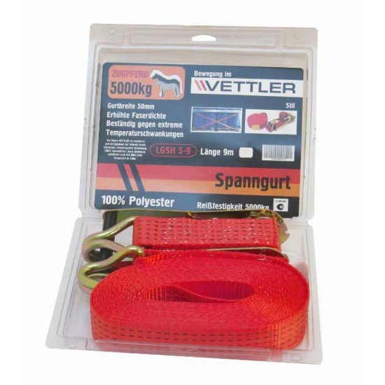 Стяжка груза 9м, 5т. с крюком 50 мм. "VETTLER" - 1