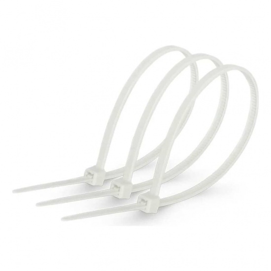 Стяжка (хомут) кабельная 3.6*200 пластик Белая (100) "Сервис Ключ" - 1