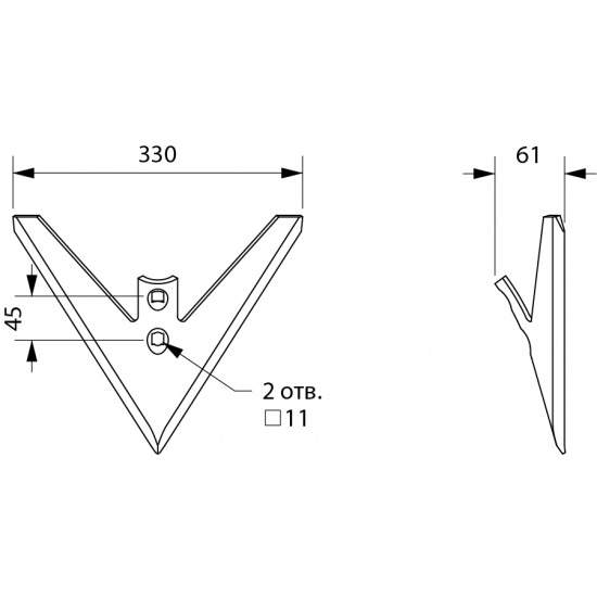 Лапа С 5.23 (330 мм) (КПС-4,КСО-4) наплавленная, 6 мм "Алмаз Premium" (сталь 65Г) (Алмаз РЗЗ) - 1