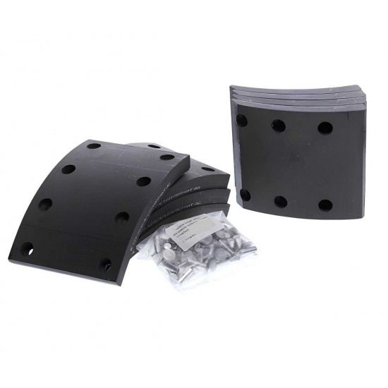 Накладка тормозная КАМАЗ сверленая, с заклепками (к-т 8 шт) (AM-69-101) "Автомагнат" - 1