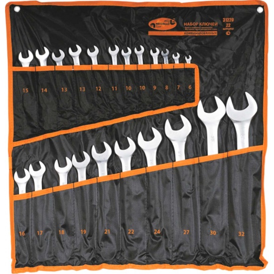 Набор ключей комбинированных 22 шт. (сумка)  ГОСТ 2838-80 CrV  АвтоDело (31220)(6) - 1
