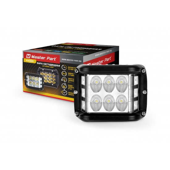 Фара прямоугольная, направленный свет, 6 диодов, 18W, (97x75x76) 12/24V ( Упак. - 40 шт. ) - 1