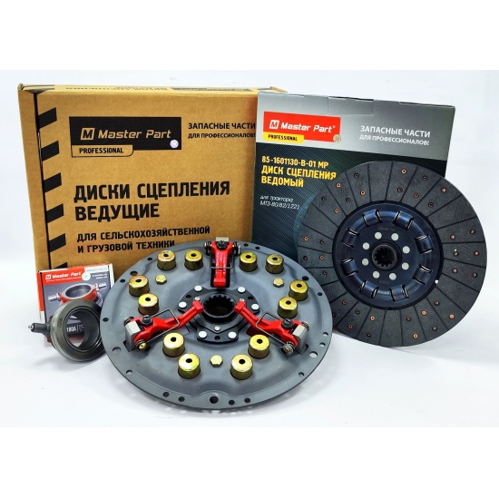 Муфта сцепления в комплекте с диском ( закрытая конструкция ПРУЖИН, безасбестовые накладки+ОТВОДКА ) - 1