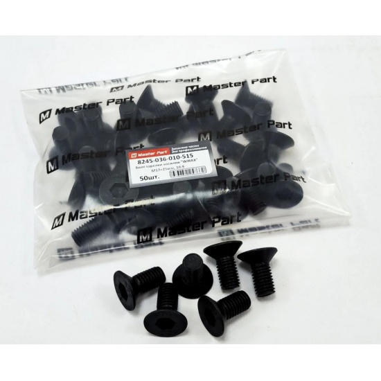 Болт тарелки М12х25мм,10.9 класс,черный,потайная головка внутр шестигранник S=8мм "WRX" ( Уп.-50 шт) - 1